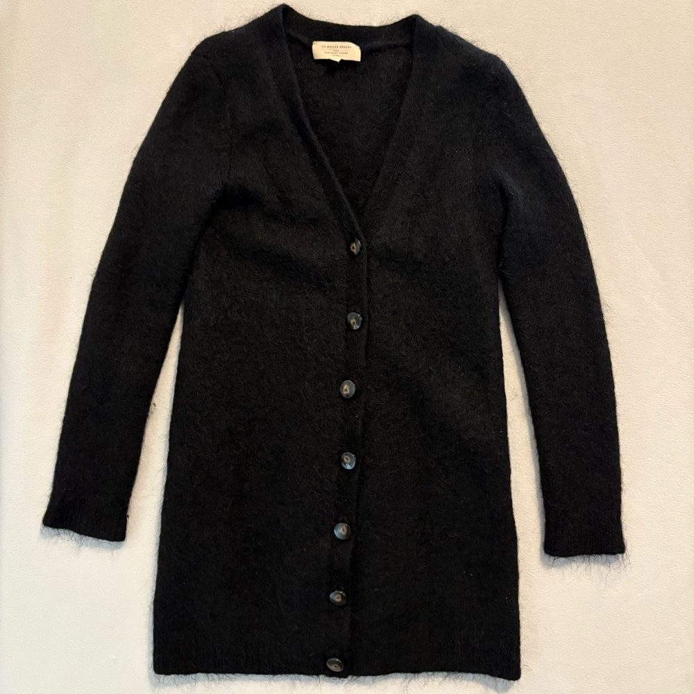 Sezane Midnight Black Buttoned Cardigan